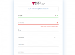 Ruby Fortune Casino Login