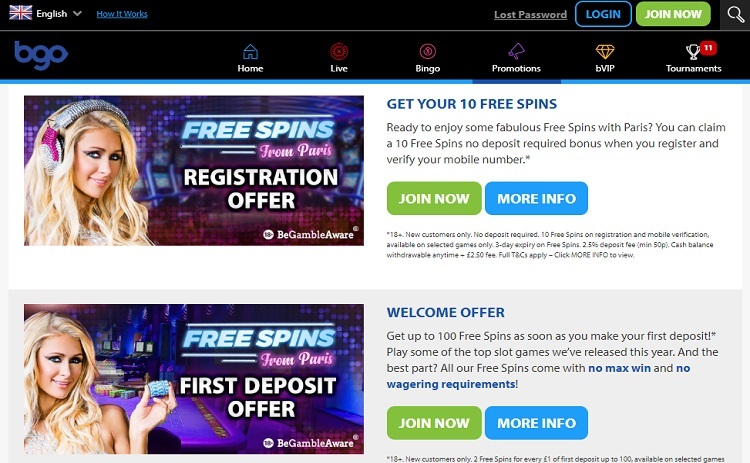 BGO casino bonus