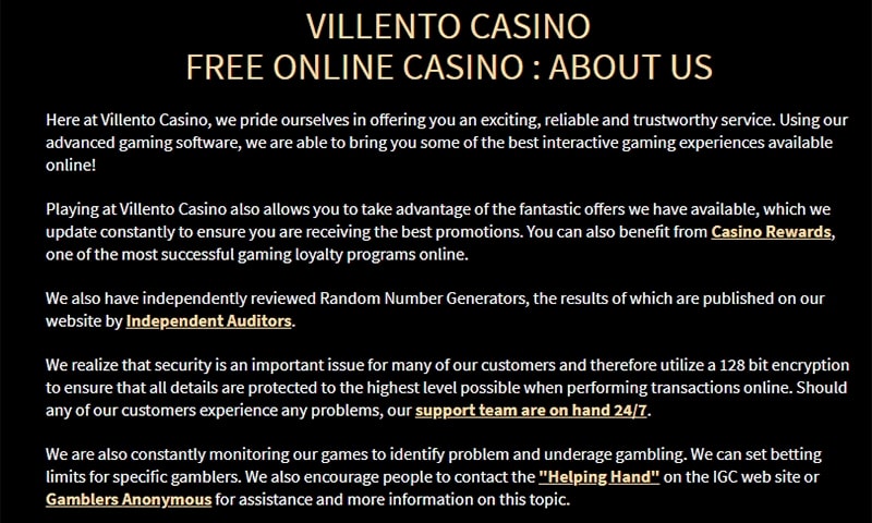 Villento Casino Online Casino About Us