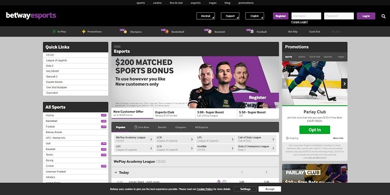 betway esports betting